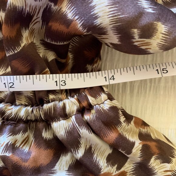 VTG Y2K Silk Satin Top Babydoll Tunic Blouse Sz M Cheetah Leopard Animal Print - Picture 7 of 7